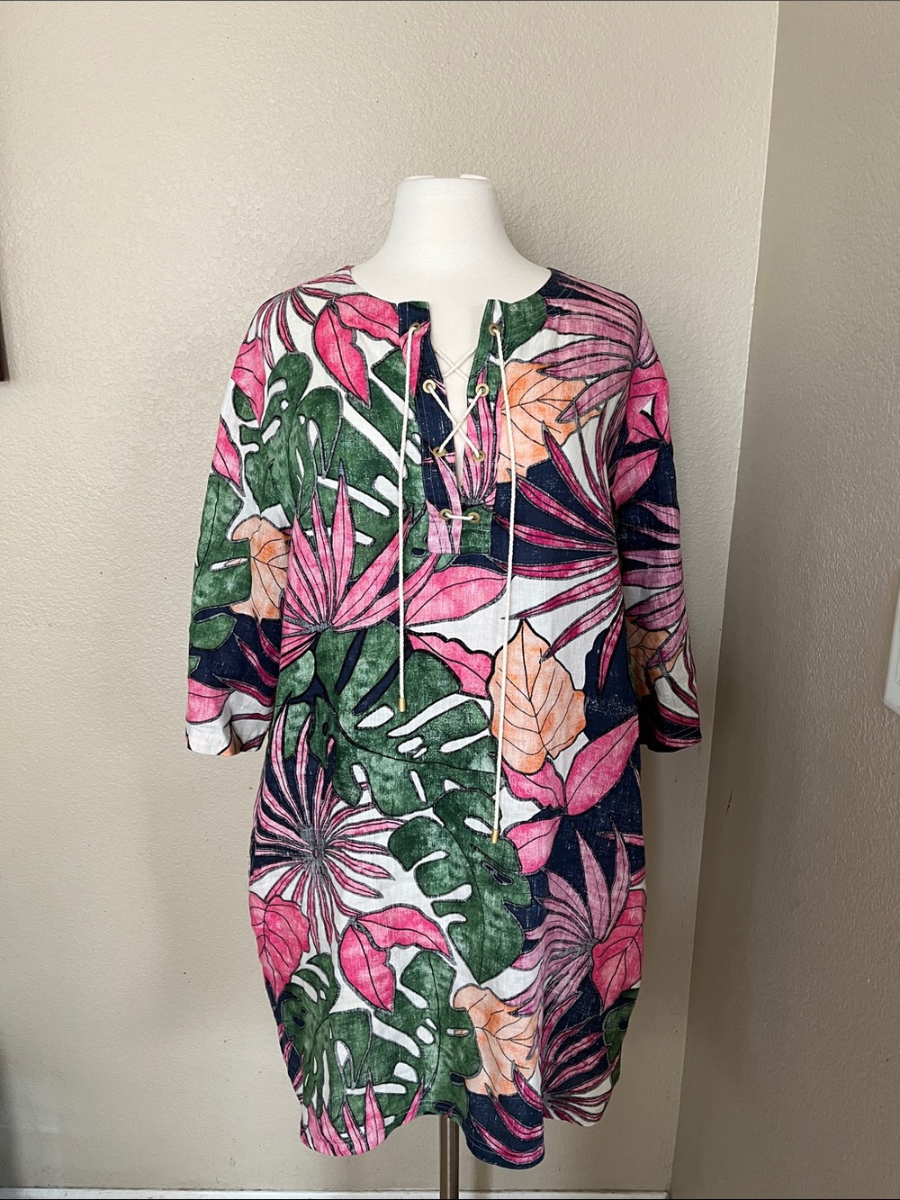 Tommy Bahama Tropical 100% linen dress SZ L - Picture 1 of 10